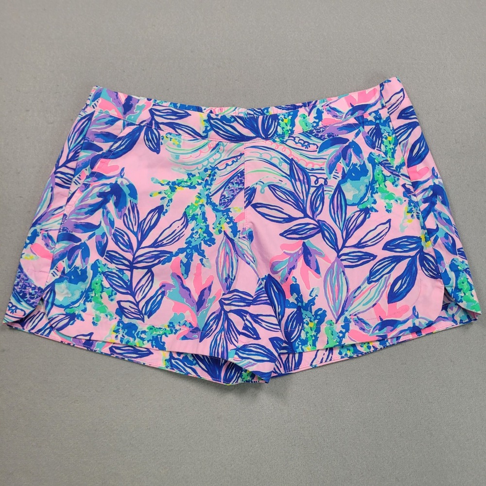 Lilly Pulitzer Womens Callahan Shorts Pink Blue Floral Tropical Small Ocean View